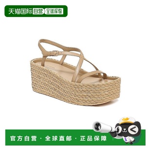 Vince 米色 Maxine女式 ZPO3988 美 茶色皮革拉菲平台系带凉鞋 自营