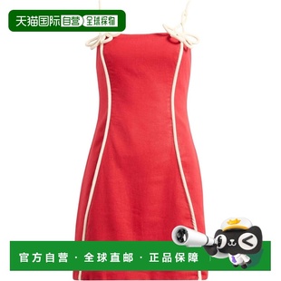 自营FARM Rio Women's 3D Flower Linen Midi Dress, Red - red