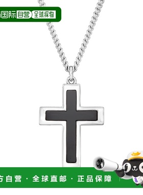 自营Ross-Simons 男士黑玛瑙和纯银十字架吊坠项链 - 24 英寸 美