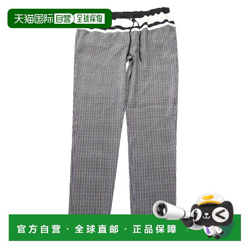 1h可退 【美国直邮】Vince 格纹抽绳裤 黑色丝绸 女装休闲裤 时尚