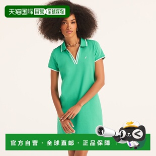 自营 Nautica女式甲板翻领连衣裙-旋转绿色 美国奥莱直发