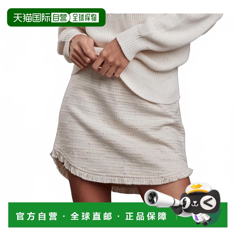 自营 sundays米黄色斜纹迷你裙 美国奥莱直发半身裙a字裙