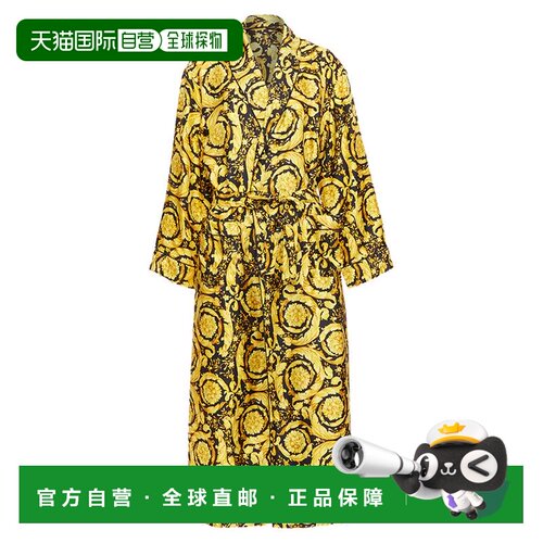 美国直邮自营Versace标志性Barocco真丝礼服-金色 美国奥莱直发