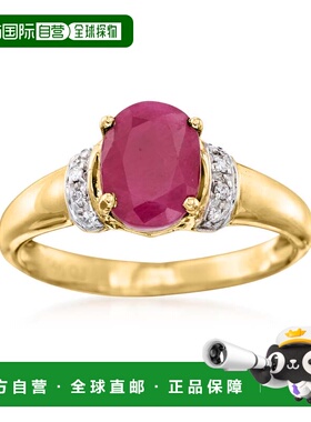 自营 14 克拉黄金 Ross-Simons 缅甸红宝石戒指配以钻石点缀 红色