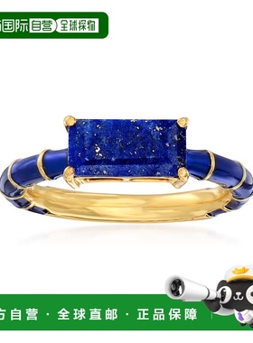 自营Ross-Simons 18kt 黄金与深蓝色珐琅青金石戒指 美国奥莱直发