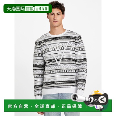 自营guessArlo Crewneck Sweater - jet black multi 美国奥莱直