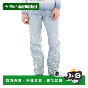 美国奥莱直发直筒裤 自营 蓝色 蓝色印花直筒牛仔裤 Amiri男式