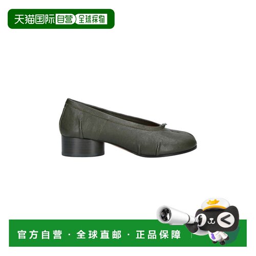 美国直邮自营maison margiela绿色Tabi圆柱形鞋跟皮革平底鞋-绿