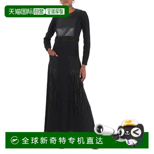 美国尺码 美 黑色 Chloe女士黑色钩边长裙 自营 品牌尺码