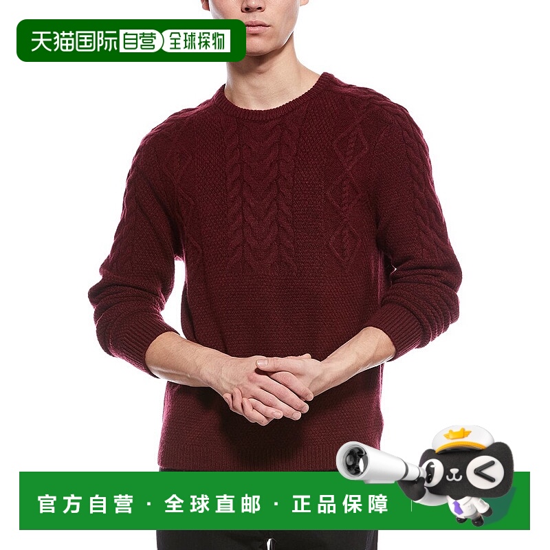 自营Paisley & Gray Cable Wool-Blend Crewneck - red 美国奥莱