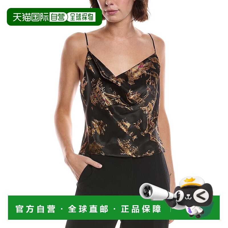 自营L'AGENCE Calista Cowl Neck Silk Cami - black 美国奥莱直