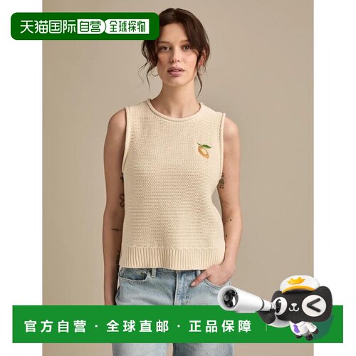 自营lucky brand幸运品牌女士套头毛衣背心-自然 美国奥莱直发