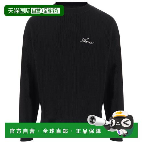 自营amiri黑色弹力棉狼图案印花运动衫-黑色 美国奥莱直发