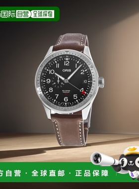 自营 Oris Big Crown ProPilot Timer GMT 黑色表盘棕色皮革表带