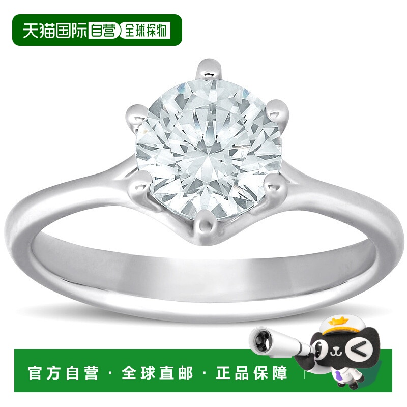 自营 pompeii31 克拉圆形钻石订婚六爪单石戒指 14k 白金增强型 -