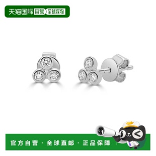 自营sabrina14K White Gold 3-Stone Bezel Stud - white gold 美
