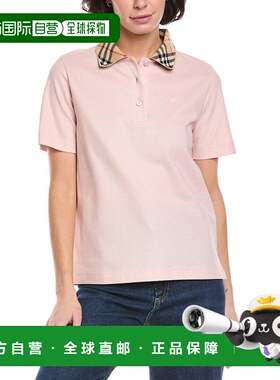 自营Burberry Check Polo Shirt - pink 美国奥莱直发上衣女装