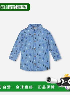 自营deux par deuxPrinted Long Sleeve Button Front Chambray S