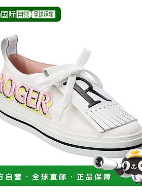 自营Roger Vivier打电话给我Vivier补丁帆布和皮革运动鞋-白色 美