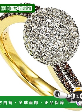 自营Suzy Levian 周年纪念棕色和白色立方氧化锆密镶镀金纯银戒指