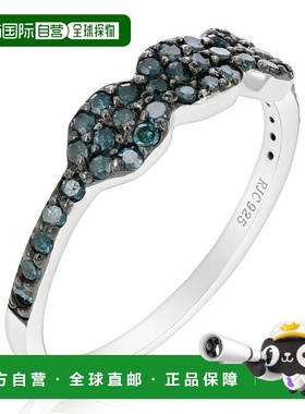 自营 vir jewels 0.45 克拉 3 石蓝色钻石复合戒指 .925 纯银 -