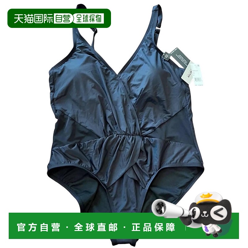 自营kenneth cole reaction女式防肿瘤连体泳衣-加黑色-黑色 美国
