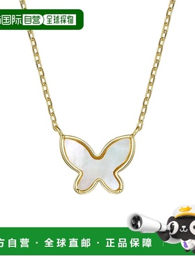 自营 genevive14k 镀金纯银带珍珠母蝴蝶分层项链 - 黄色 美国奥