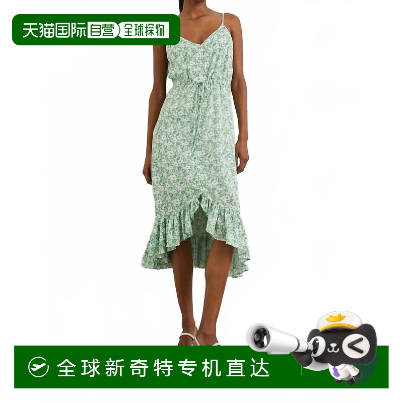 自营 rails女式Frida无袖Midi连衣裙，绿白色-绿白色 【美国奥莱