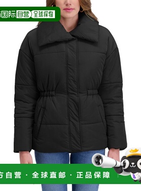 自营Kensie褶皱羽绒服-黑色 美国奥莱直发