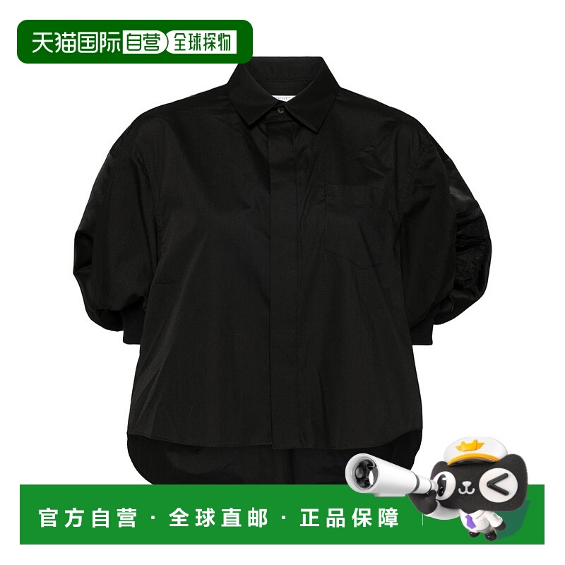 1h可退 香港直邮潮奢 Sacai 女士 泡泡袖衬衫 SCW227 black黑色