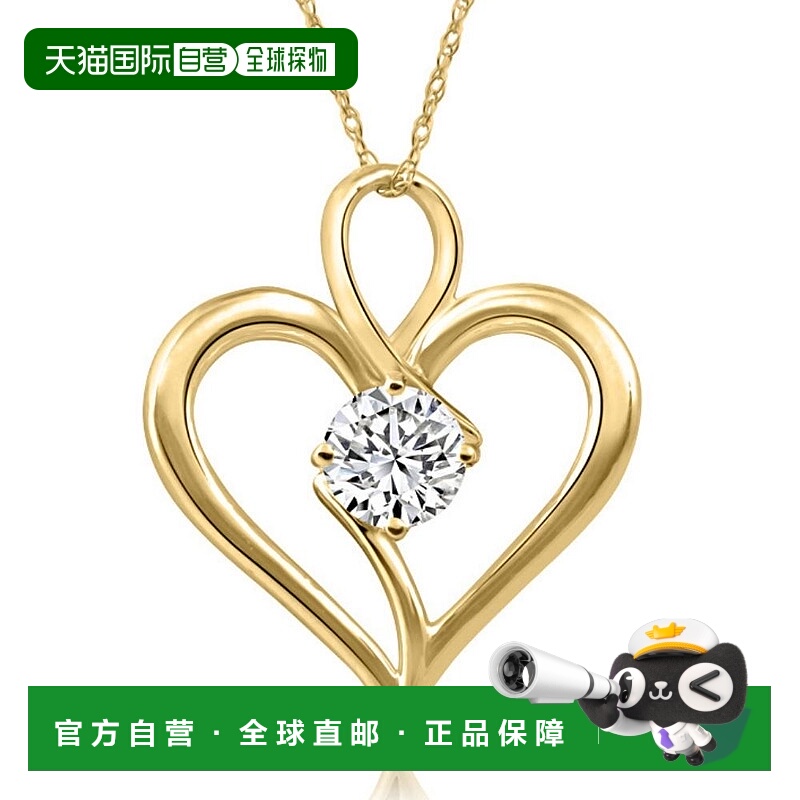 自营pompeii33/4 克拉钻石单石心形项链黄金吊坠 - 10k 黄金 【美