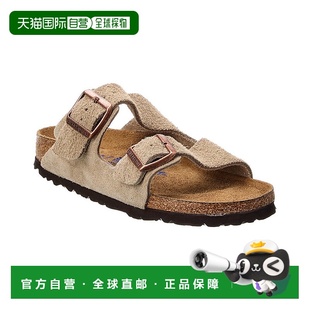 自营 Birkenstock Arizona窄版皮革绒面鞋垫凉鞋-灰褐色 美国奥莱