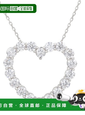 自营 Suzy Levian 纯银白色立方氧化锆大心形吊坠 - 白色 美国奥