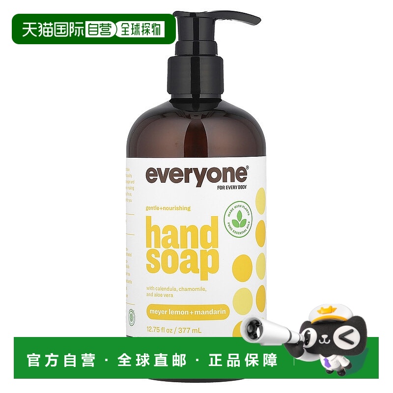香港直邮Everyone洗手液柠檬柑橘绵密泡沫温和清洁377ml正品