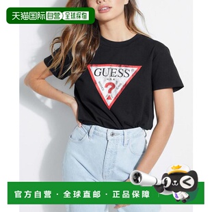 美国直邮GUESS女士T恤圆领上装简约时尚 舒适【付后1h可退】
