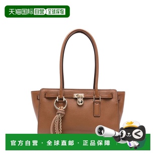 Leather Shopper korsStructured Tote brow Brown 自營michael