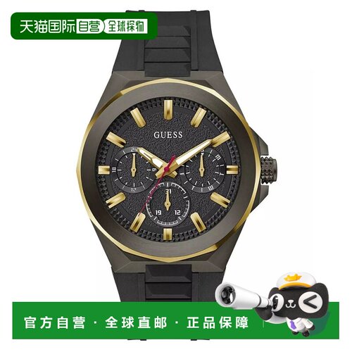 自营Guess Men's Dashboard Black Dial Watch - black 美国奥莱