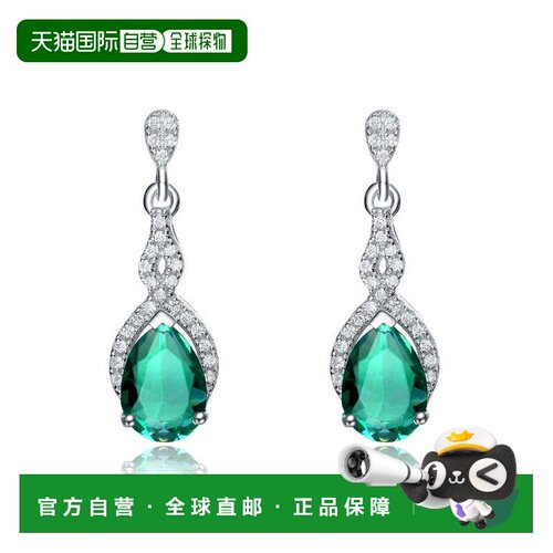 自营geneviveC.z. Sterling Silver Rhodium Plated Emerald Tear