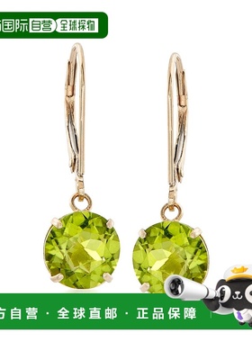 自营 Ross-Simons 橄榄石吊式耳环 14 克拉黄金 - 绿色 美国奥莱