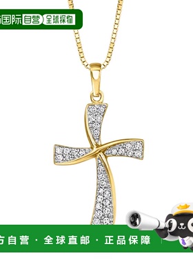 自营Ross-Simons Diamond Twisted Cross Pendant Necklace in 18