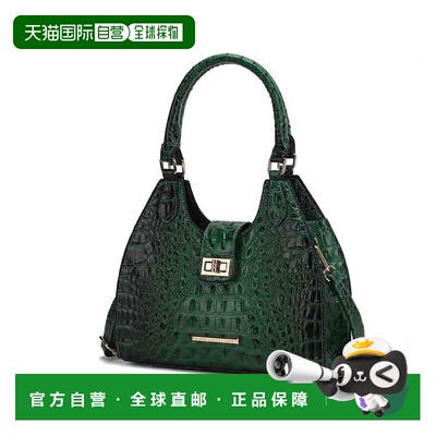 自营mia k collectionAva Faux Crocodile-Embossed Vegan Leathe