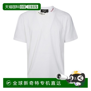 美国奥莱直 自营 dsquared2白色常规合身T恤 带有标志细节 白色
