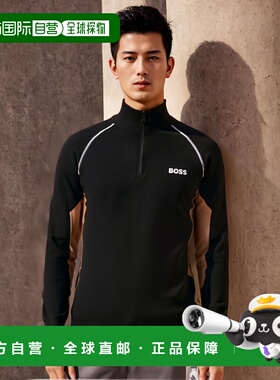 自营 Hugo Boss Men's Hydro-X Quarter Zip Sweatshirt, Black -