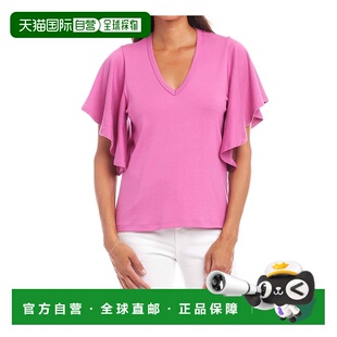 Neck Top 自营karen Tulip Sleeve 美国奥莱直 kaneFlutter