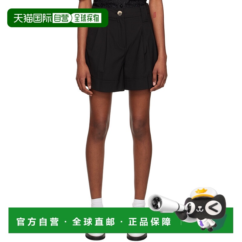 1h可退 香港直邮潮奢 GANNI 甘尼 女士 黑色 Drapey 短裤 F7849