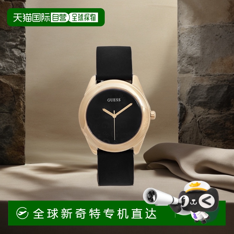 自营guess黑色和金色硅胶徽标手表 - 黑色 【美国奥莱】直发