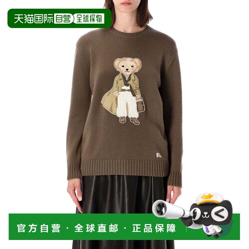 自营polo ralph lauren熊印花针织毛衣-灰色 美国奥莱直发