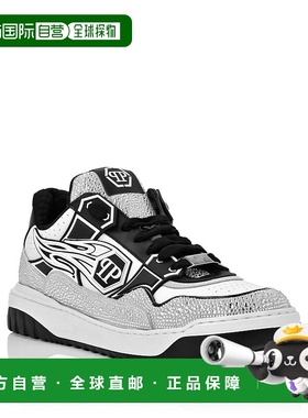 自营 philipp plein皮革低帮运动鞋Moon Walker-白色/黑色 美国奥