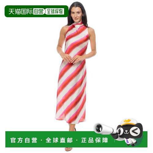 自营Isaac Mizrahi Mock Neck A-line Midi Dress - red/white 美