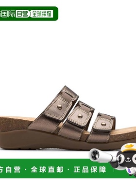 自营Clarks Calenne Lily in Metallic Leather - bronze metalli